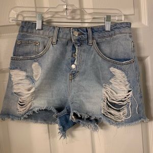 High Waisted Distressed Light Wash Zara Jeans shorts